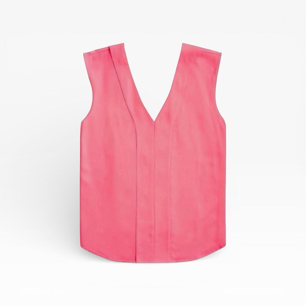 J. Crew Sleeveless V-neck blouse In Neon Flamingo Pink - Medium